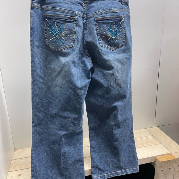 Y2K Vintage V Cristina Blue Embellished Rhinestone Flare Jeans - Picture 2 of 7